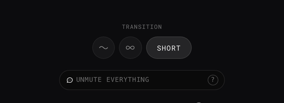 The Transition control in the STEM.FM player with three transition modes to choose from